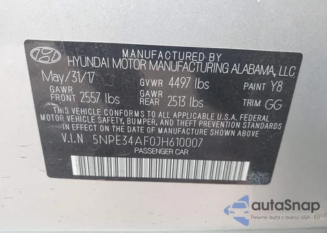 2018 Hyundai Sonata Sel из США, поврежденный, VIN 5NPE34AF0JH610007